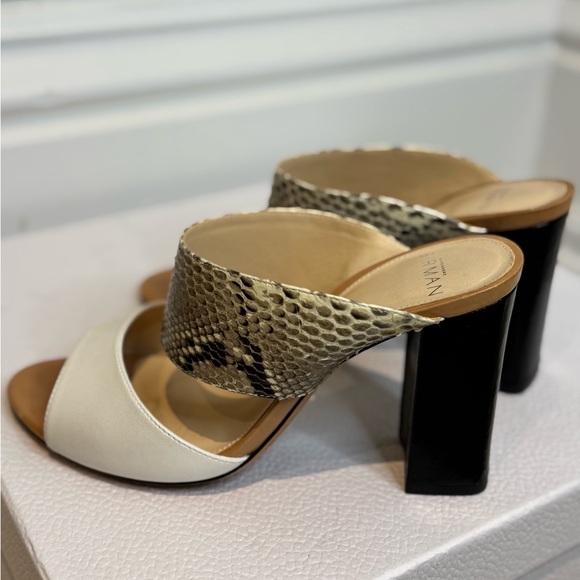 Classic Leather and Python Alexander Birman Block Wedge Heels Sandals - Picture 7 of 7